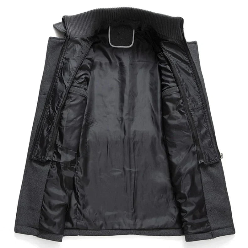 Men's Jacket - Zip-Up - Single Breasted - Woolen Coat - Winter Jacket
