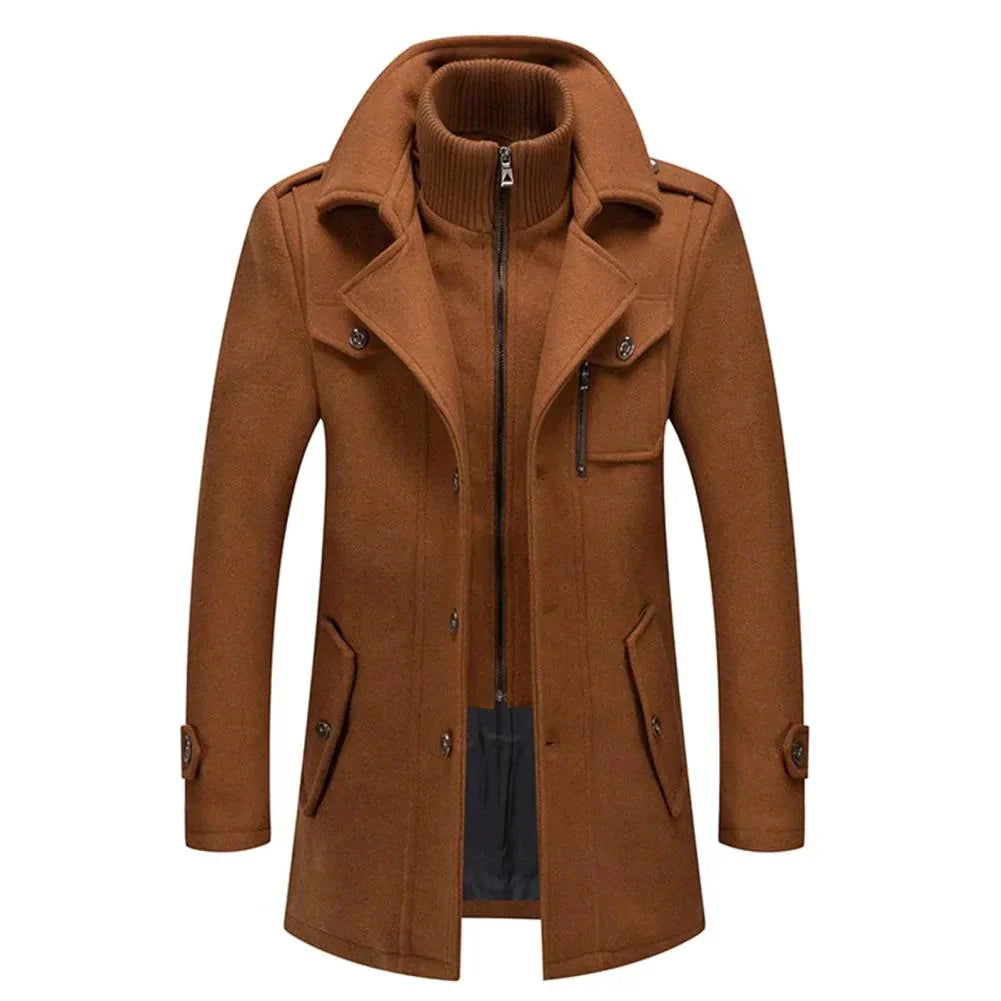 Men's Jacket - Zip-Up - Single Breasted - Woolen Coat - Winter Jacket