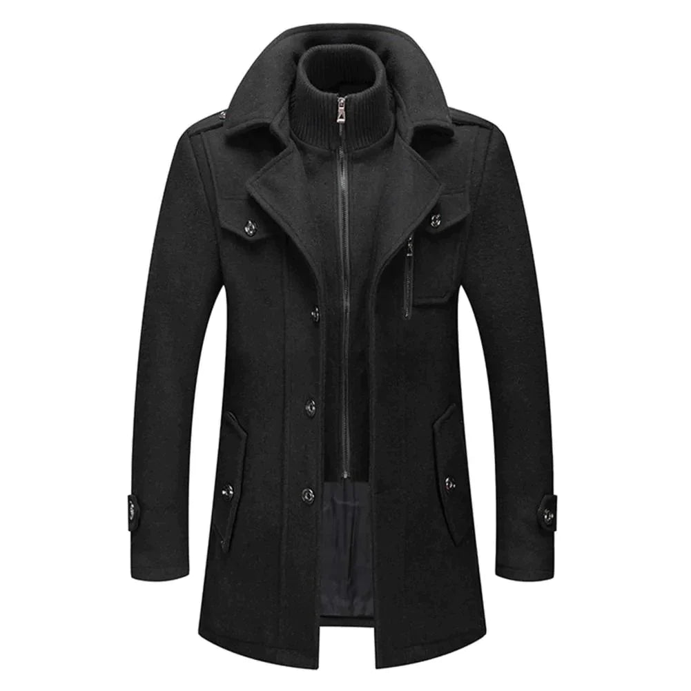 Men's Jacket - Zip-Up - Single Breasted - Woolen Coat - Winter Jacket