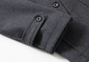 Wool Coat - Men's Mid Length Zip-Up Wool Jacket for Winter