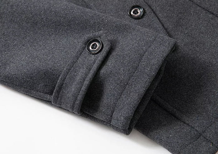 Wool Coat - Men's Mid Length Zip-Up Wool Jacket for Winter