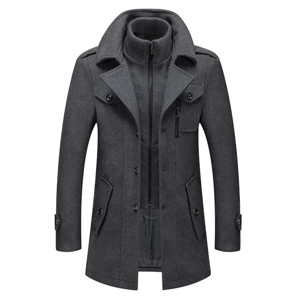 Men's Jacket - Zip-Up - Single Breasted - Woolen Coat - Winter Jacket