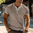 Summer Shirt - Men's Short Sleeve V-Neck Button Neck T-Shirt