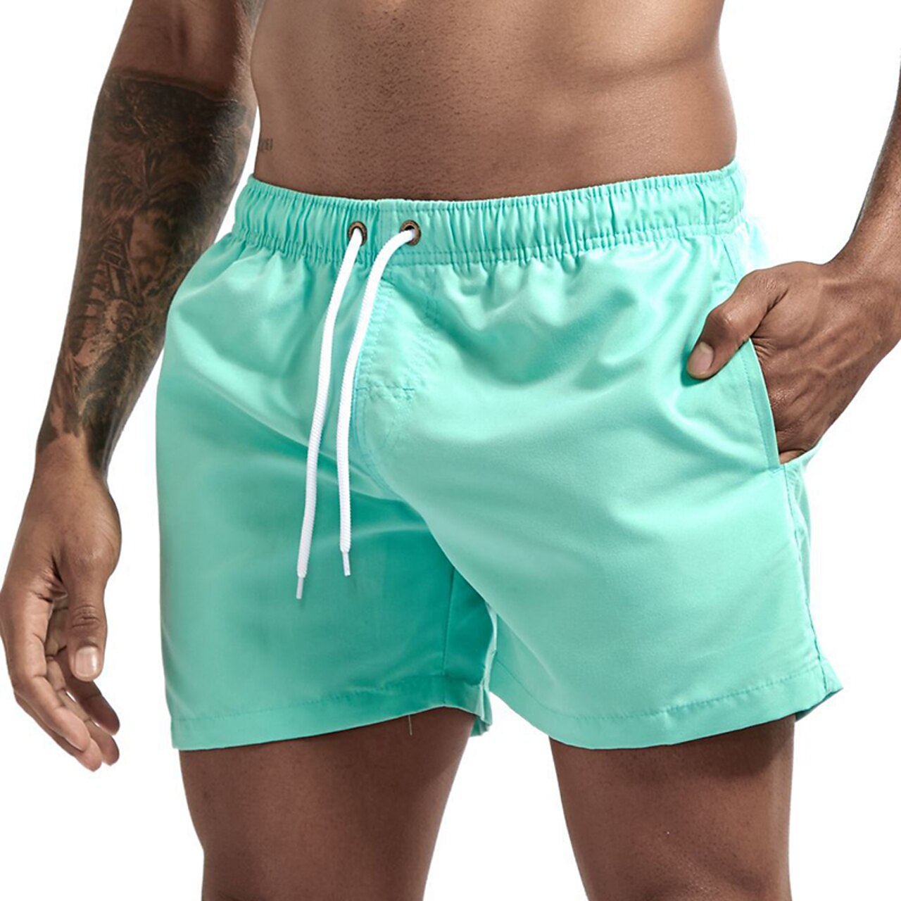 Swim Shorts - Men's Elastic Waist Quick Dry Beach Swim Trunks