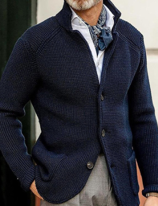 Knitted Cardigan - Men's Thick Warm Button-Up Cardigan Jacket
