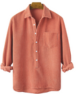 Corduroy Shirt - Half Button Up - Collared - Long Sleeve Shirt - Men's Clothing