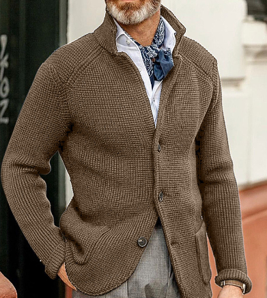 Knitted Cardigan - Men's Thick Warm Button-Up Cardigan Jacket