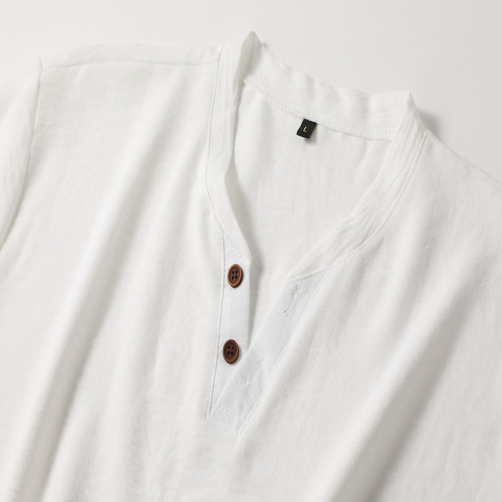 Henley Shirt | V-Neck | Short Sleeve | Button Tshirt | Men's Summer Shirt  