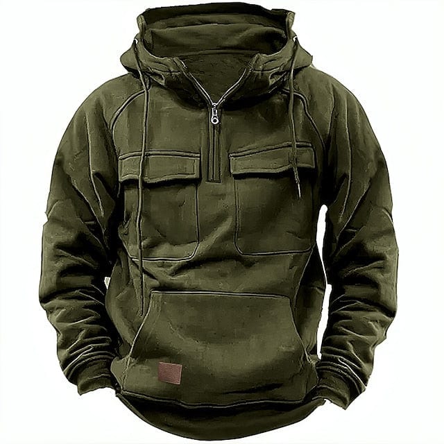 Half Zip Hoodie - Pullover - Kangaroo Pocket - Cargo Hoodie - Men's Hoodie