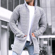 Knit Cardigan - Hooded - Open Front - Long Cardigan - Men's Cardigan