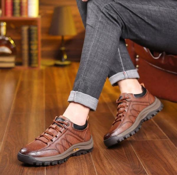 Walking Shoes - Men's Slip On Waterproof Leather Outdoor Shoes