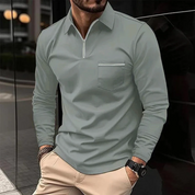 Long Sleeve Polo - Men's Collared Quarter Zip Polo Shirt