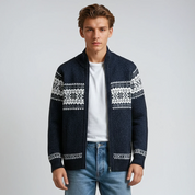 Knitted Cardigan | Winter | Snowflake | Zip-Up Cardigan | Men's Knitwear
