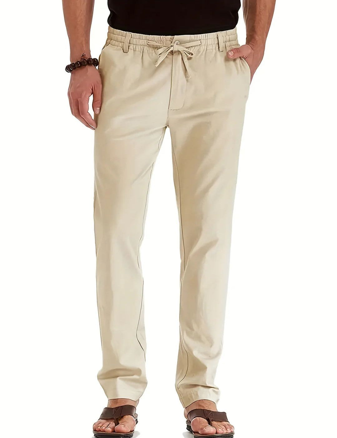 Elastic Waist Pants - Men's Drawstring Lightweight Stretch Summer Trousers