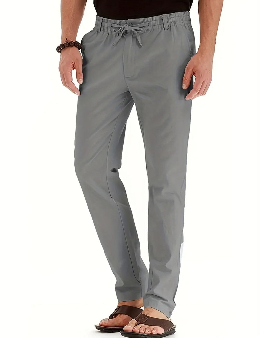 Elastic Waist Pants - Men's Drawstring Lightweight Stretch Summer Trousers