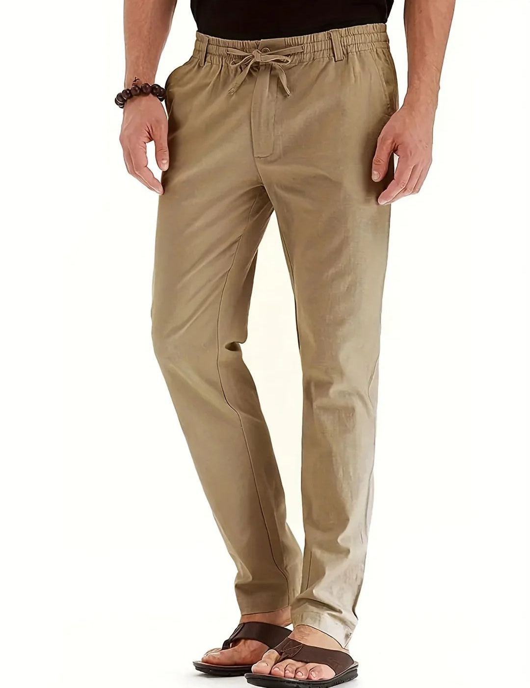 Elastic Waist Pants - Men's Drawstring Lightweight Stretch Summer Trousers