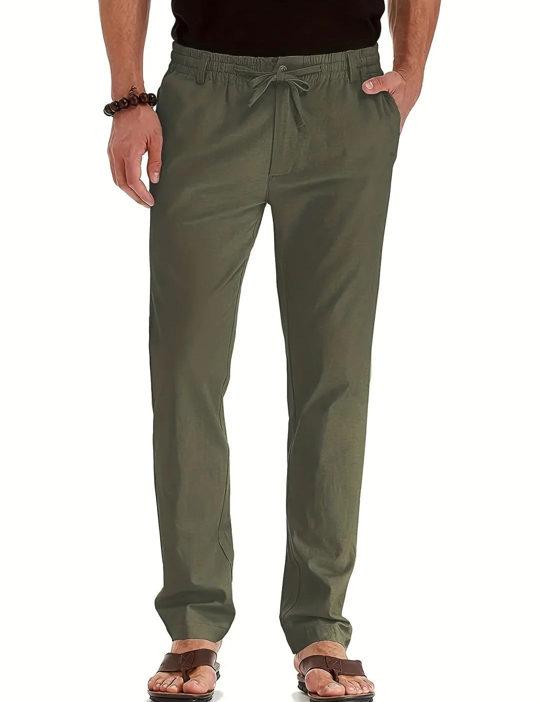 Elastic Waist Pants - Men's Drawstring Lightweight Stretch Summer Trousers