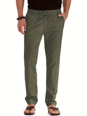 Elastic Waist Pants - Men's Drawstring Lightweight Stretch Summer Trousers