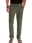 Elastic Waist Pants - Men's Drawstring Lightweight Stretch Summer Trousers