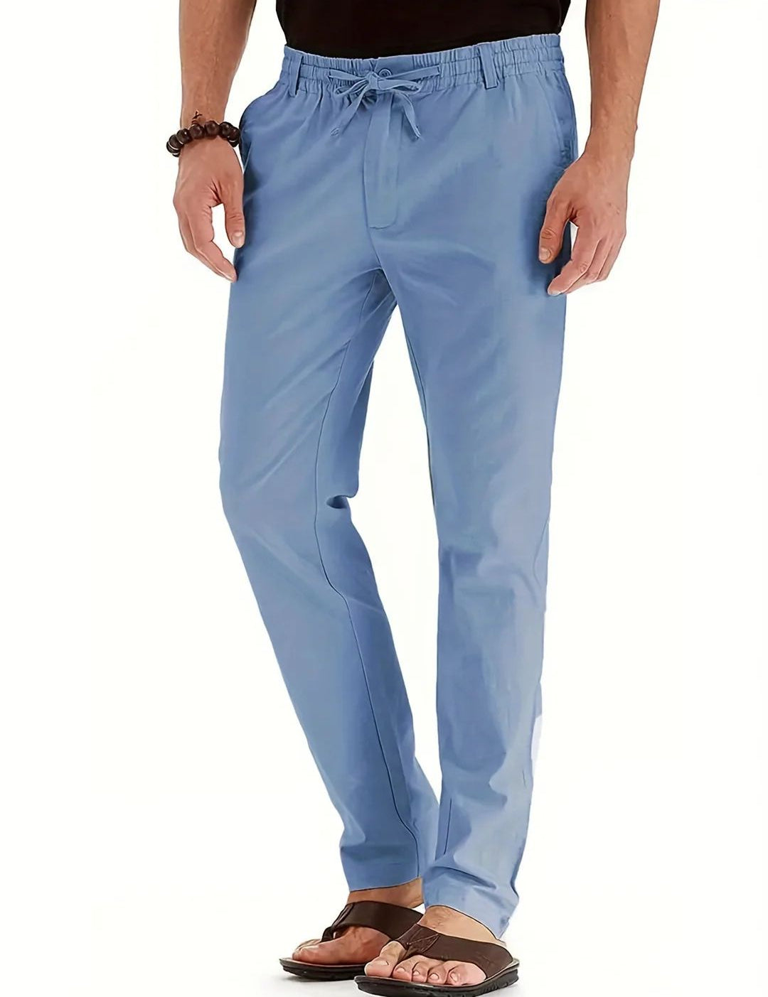 Elastic Waist Pants - Men's Drawstring Lightweight Stretch Summer Trousers