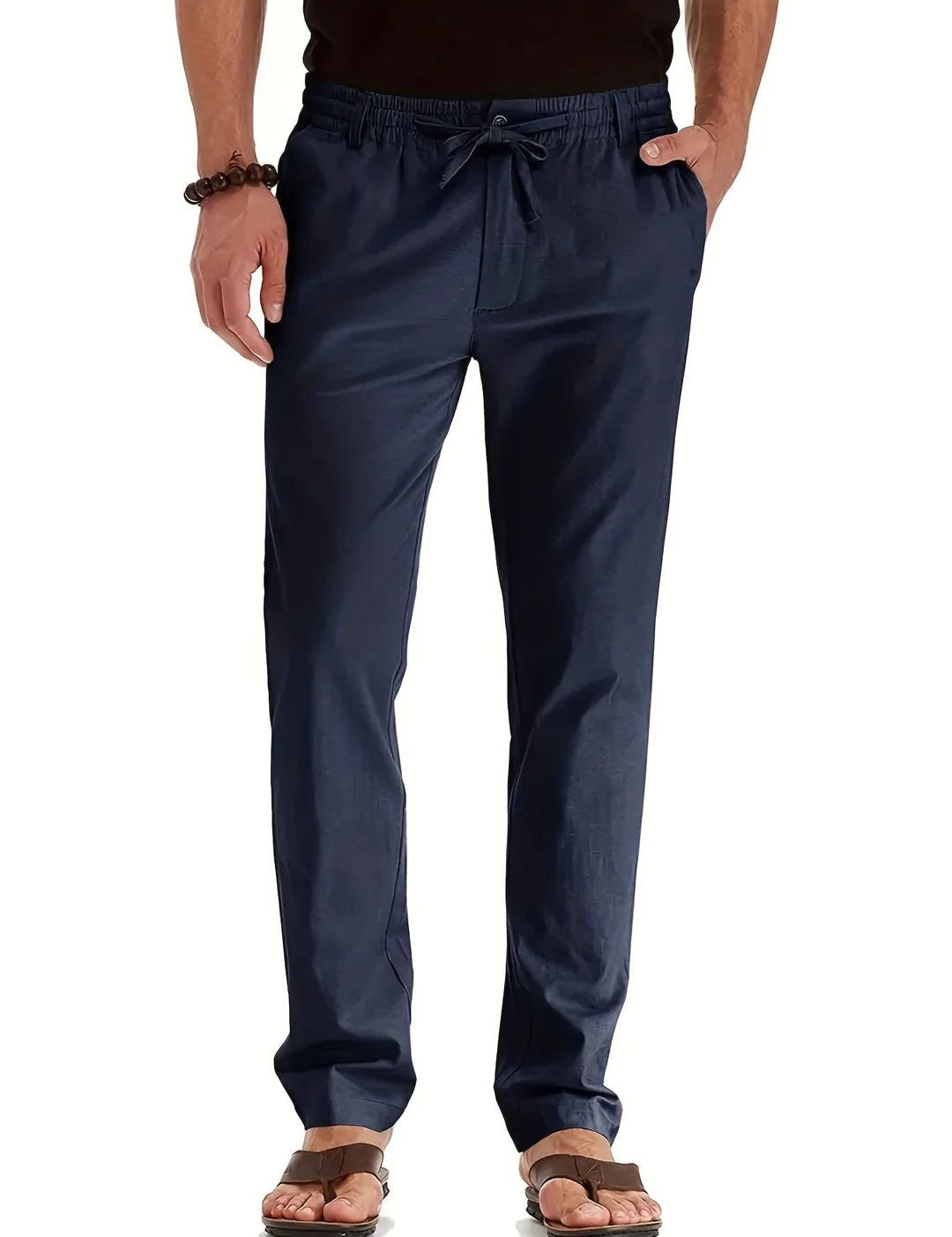Elastic Waist Pants - Men's Drawstring Lightweight Stretch Summer Trousers