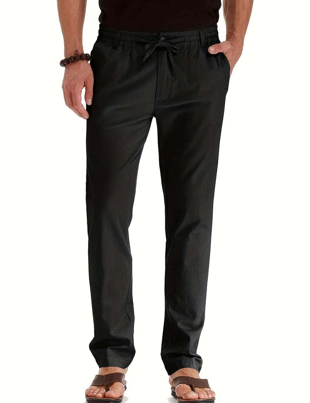 Elastic Waist Pants - Men's Drawstring Lightweight Stretch Summer Trousers