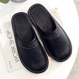 House Slippers - Unisex Faux Leather Slip On Indoor Slippers