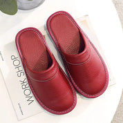 House Slippers - Unisex Faux Leather Slip On Indoor Slippers