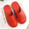House Slippers - Unisex Faux Leather Slip On Indoor Slippers