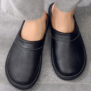 House Slippers - Unisex Faux Leather Slip On Indoor Slippers