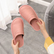 House Slippers - Unisex Faux Leather Slip On Indoor Slippers