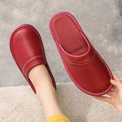 House Slippers - Unisex Faux Leather Slip On Indoor Slippers
