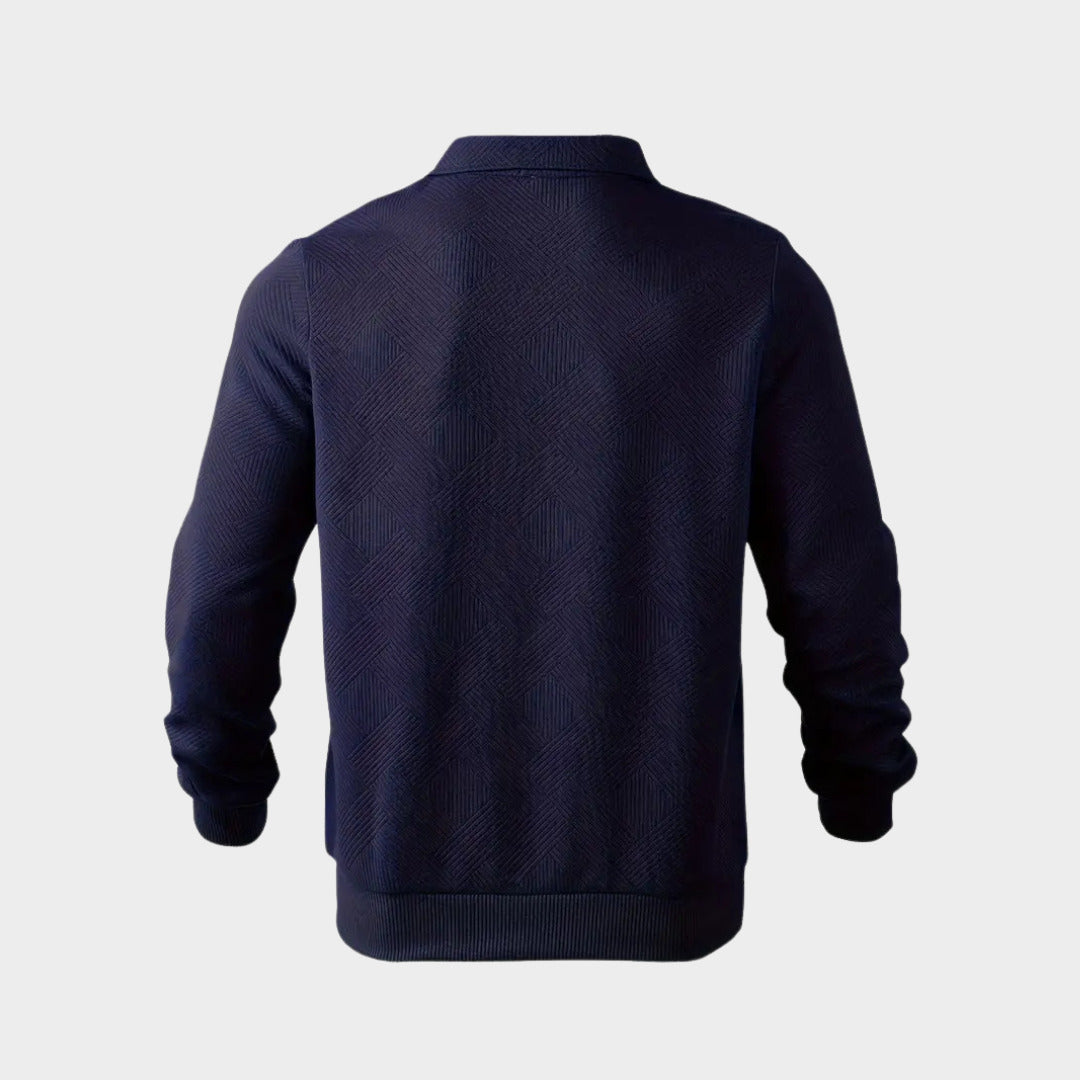 Mens quarter zip, knitted jumper, polo collar 4