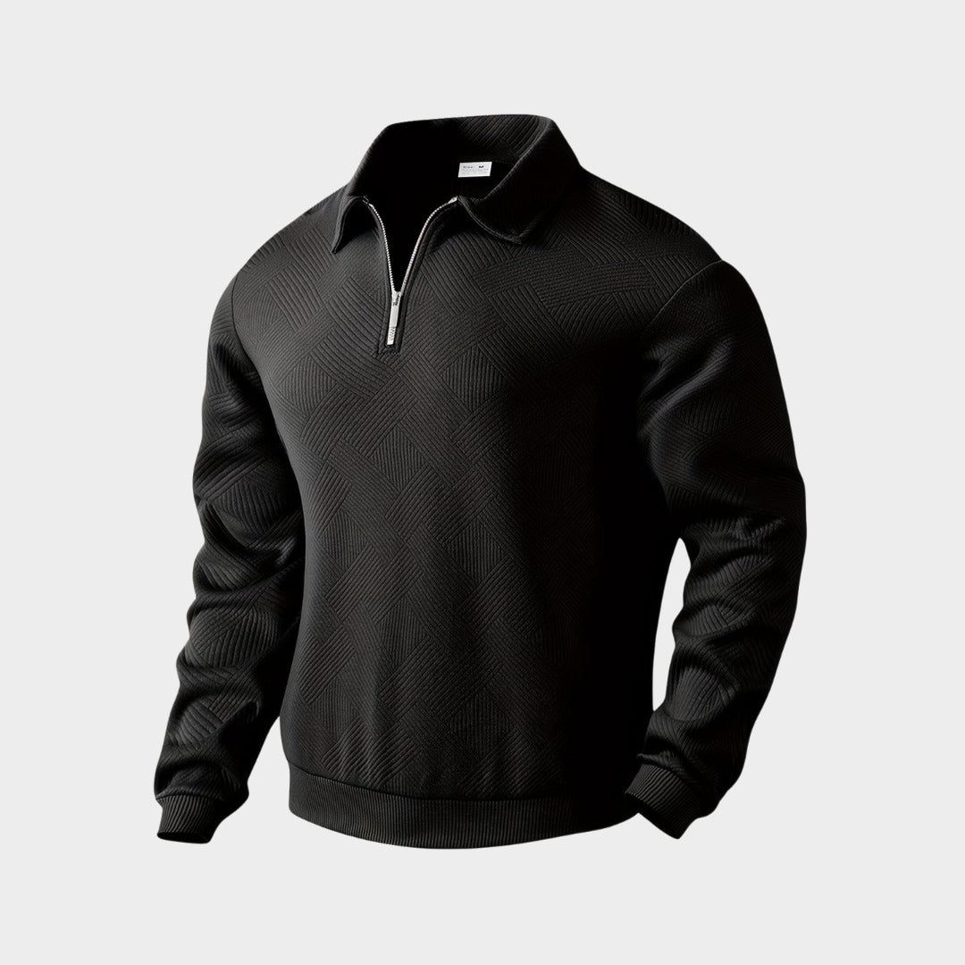 Mens quarter zip, knitted jumper, polo collar 5