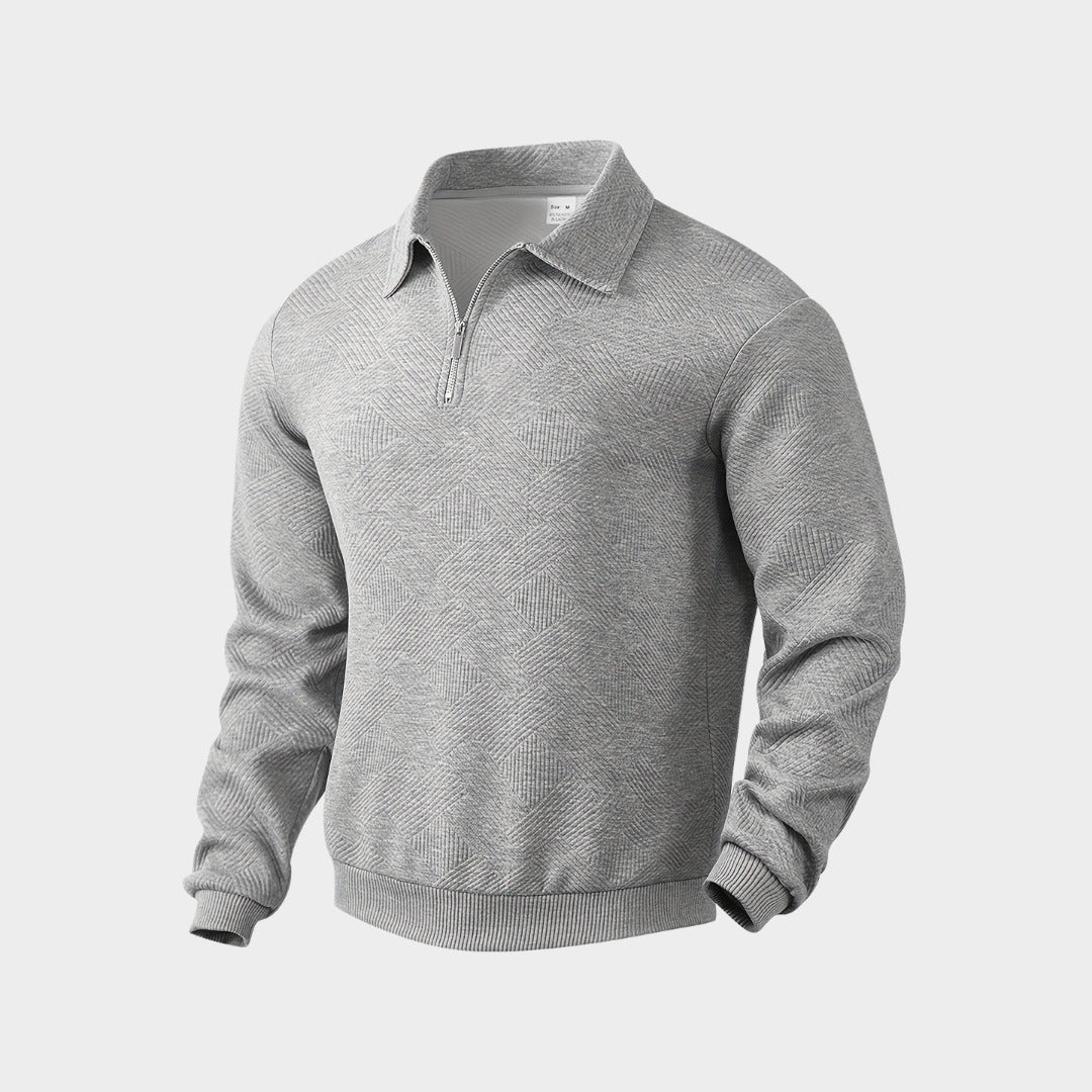 Mens quarter zip, knitted jumper, polo collar 7