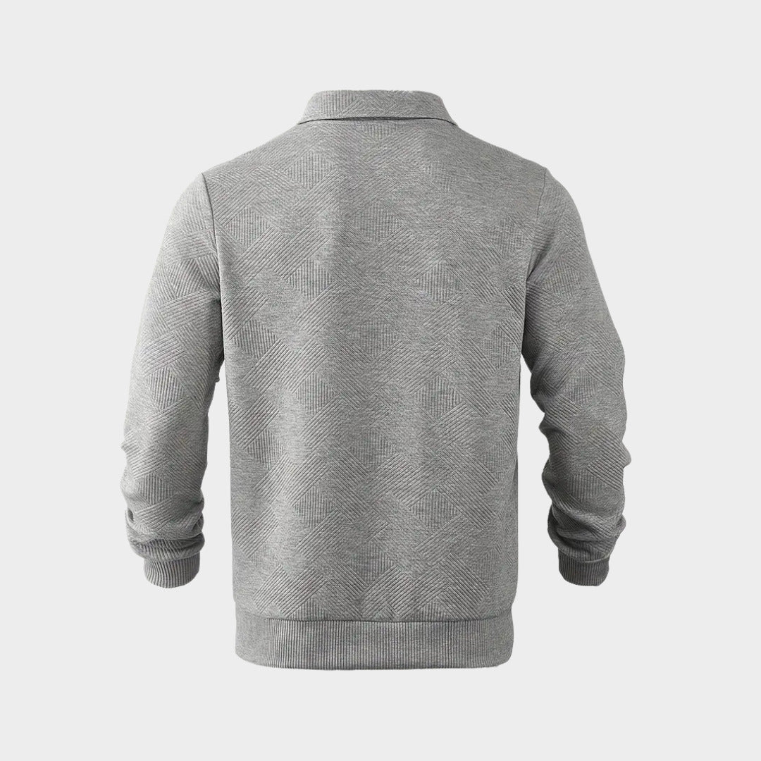 Mens quarter zip, knitted jumper, polo collar 8