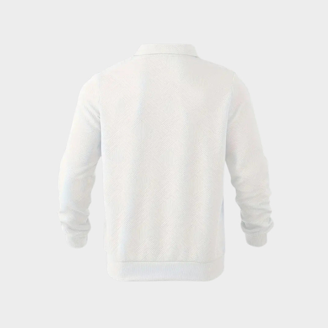 Mens quarter zip, knitted jumper, polo collar 10