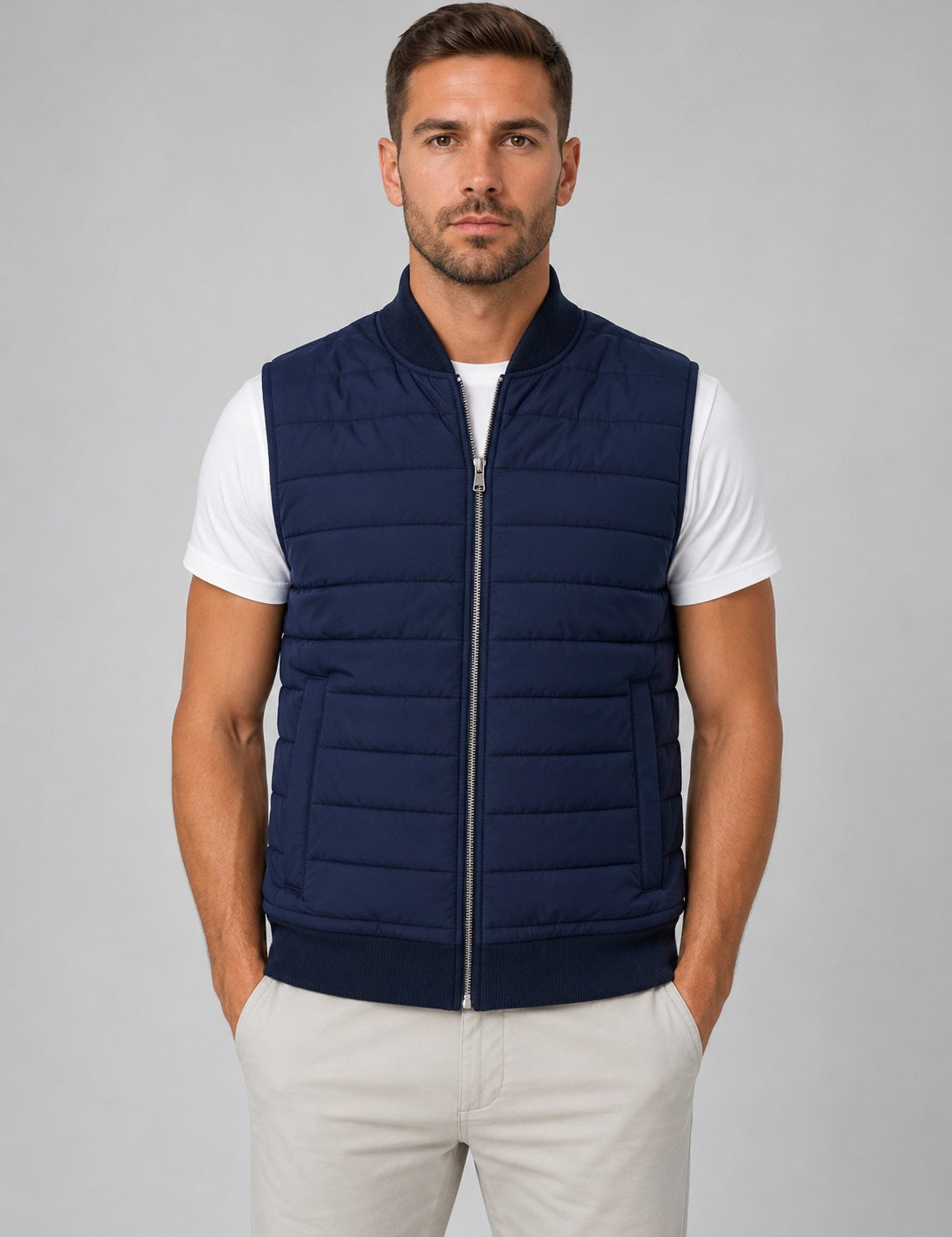 Mens lightweight quilted sleeveless gilet Navy