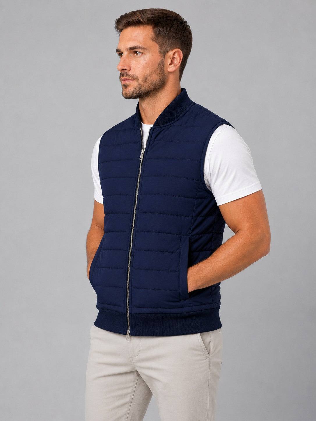 Mens lightweight quilted sleeveless gilet