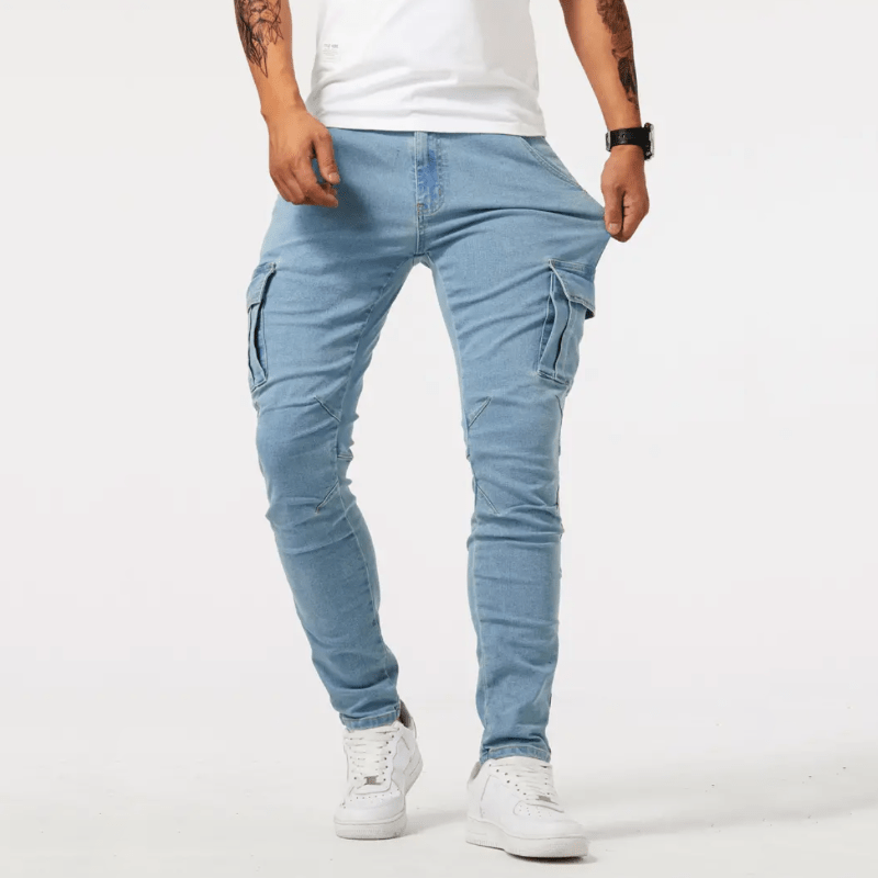 Skinny Cargo Jeans - Men's Stretch Slim Fit Cargo Jeans 