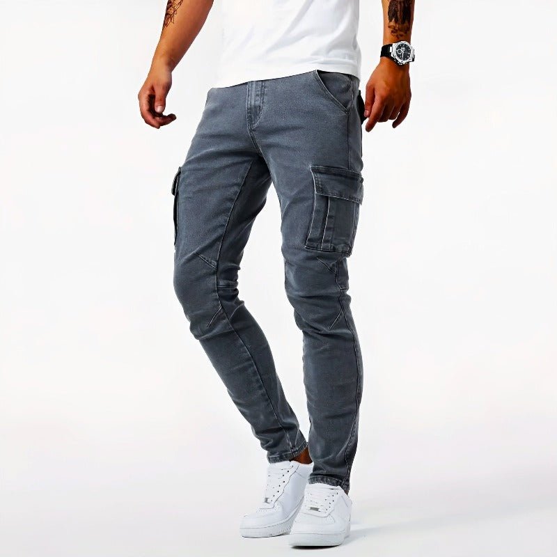 Skinny Cargo Jeans - Men's Stretch Slim Fit Cargo Jeans 