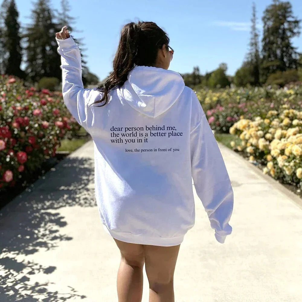 Oversized Hoodie - Unisex Warm Printed Text Pullover Hoodie
