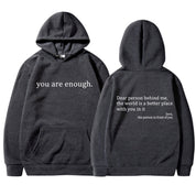Oversized Hoodie - Unisex Warm Printed Text Pullover Hoodie