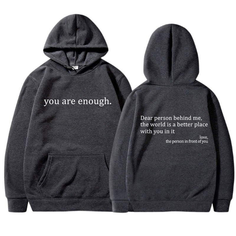 Oversized Hoodie - Unisex Warm Printed Text Pullover Hoodie