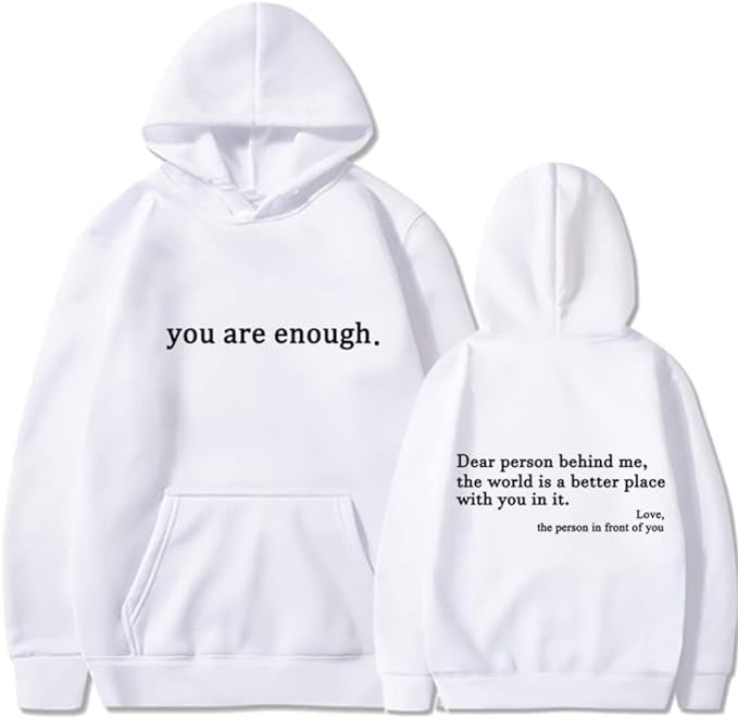 Oversized Hoodie - Unisex Warm Printed Text Pullover Hoodie