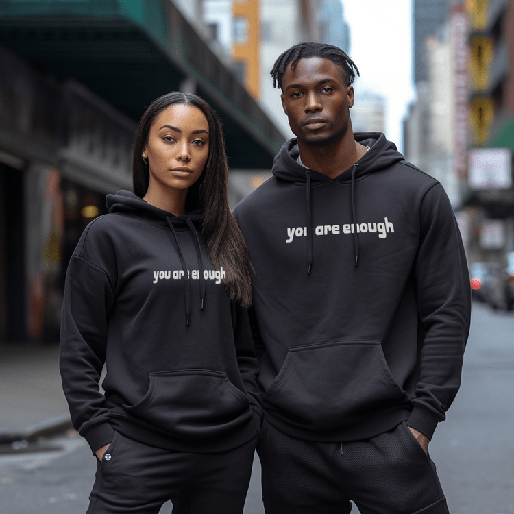 Oversized Hoodie - Unisex Warm Printed Text Pullover Hoodie