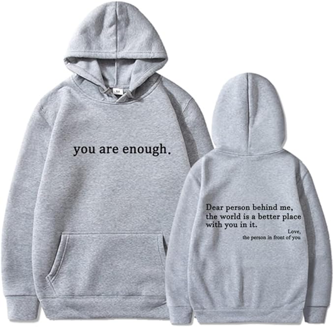 Oversized Hoodie - Unisex Warm Printed Text Pullover Hoodie