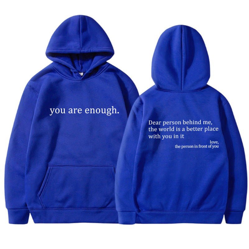 Oversized Hoodie - Unisex Warm Printed Text Pullover Hoodie