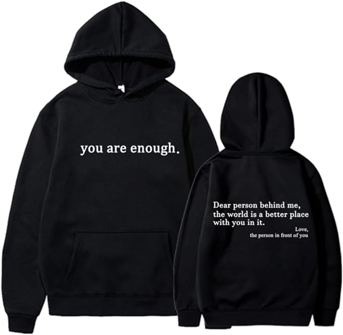Oversized Hoodie - Unisex Warm Printed Text Pullover Hoodie