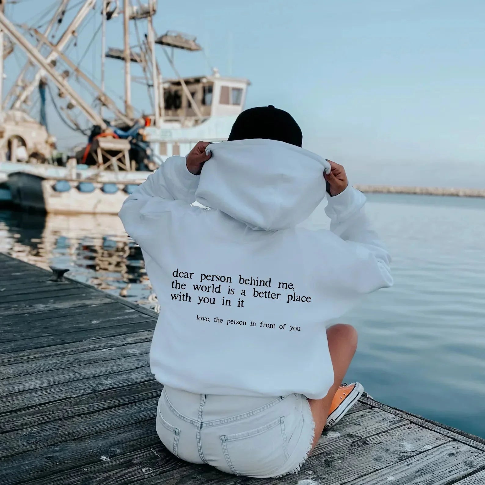 Oversized Hoodie - Unisex Warm Printed Text Pullover Hoodie